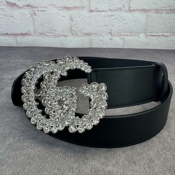 Gucci Marmont Wide Double Gg Crystal Embellished Belt 582100 95/38 - Picture 5 of 11